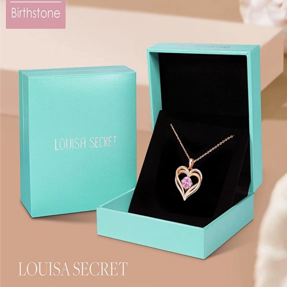 🆕️ Louisa Secret love heart necklace rose gold/ pink stone. 925 sterling silver